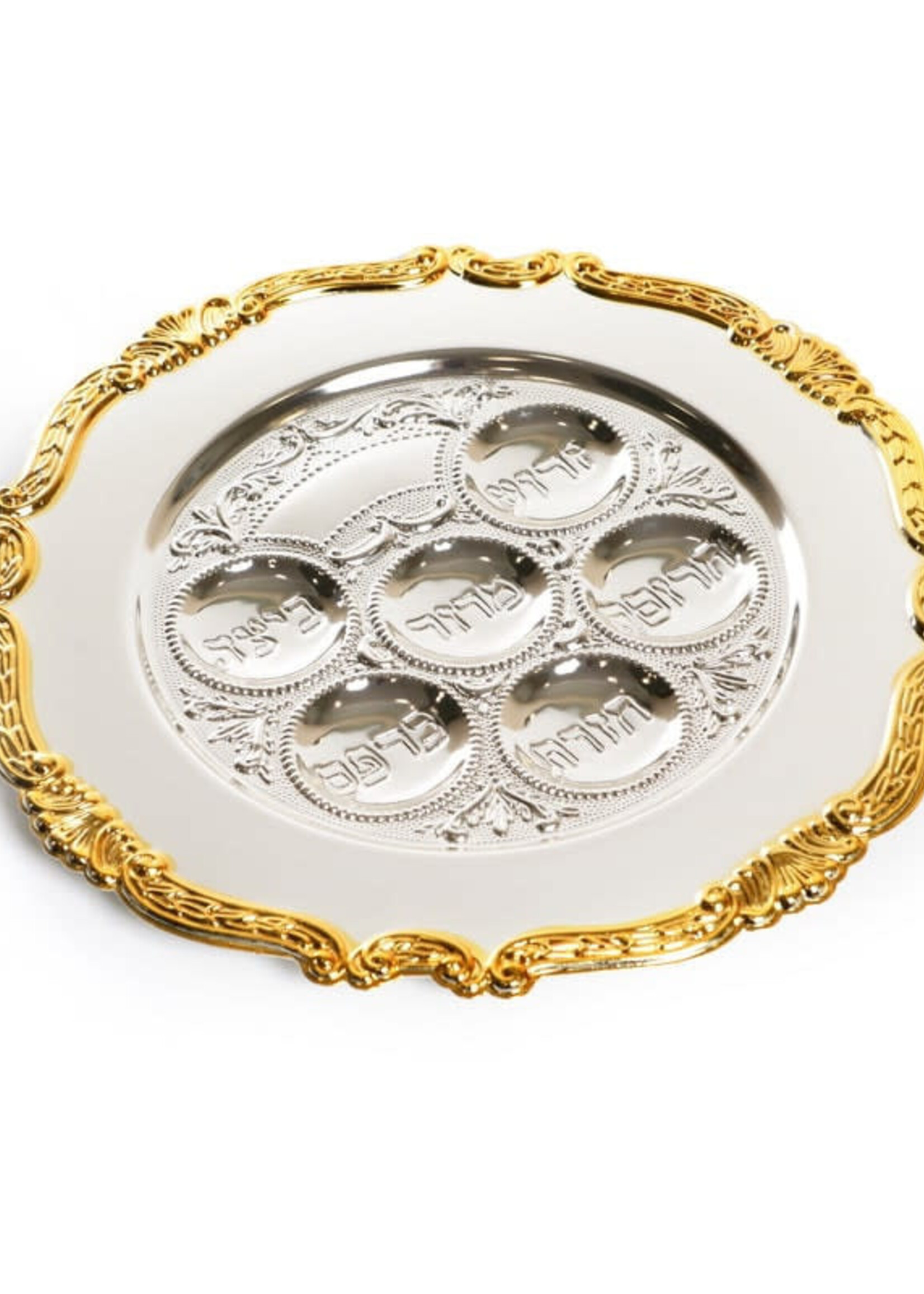 Paldinox S/P Seder Plate-- 13"- Gold Stripe (P-P354GR)