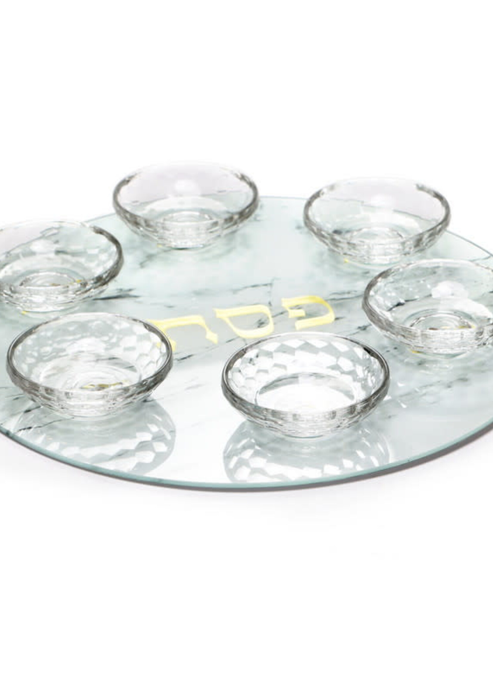 Crystal Bowl Seder Plate-15"- Marble Tray (P-X2310WM)