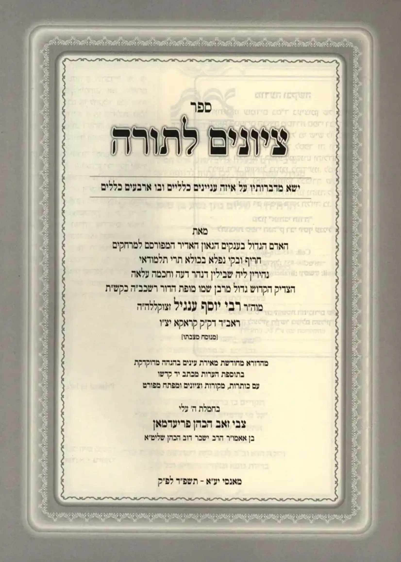 Sefer Tziyunim L'Torah Kelalim / ספר ציונים לתורה כללים