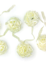 9' Garland with 6 Rose Balls,  White