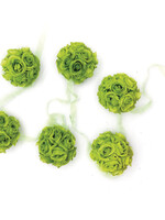 9' Garland with 6 Rose Balls,  Green