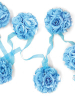 9' Garland with 6 Rose Balls,  Blue