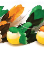 9' Bird garland with 6 9" green/orange birds