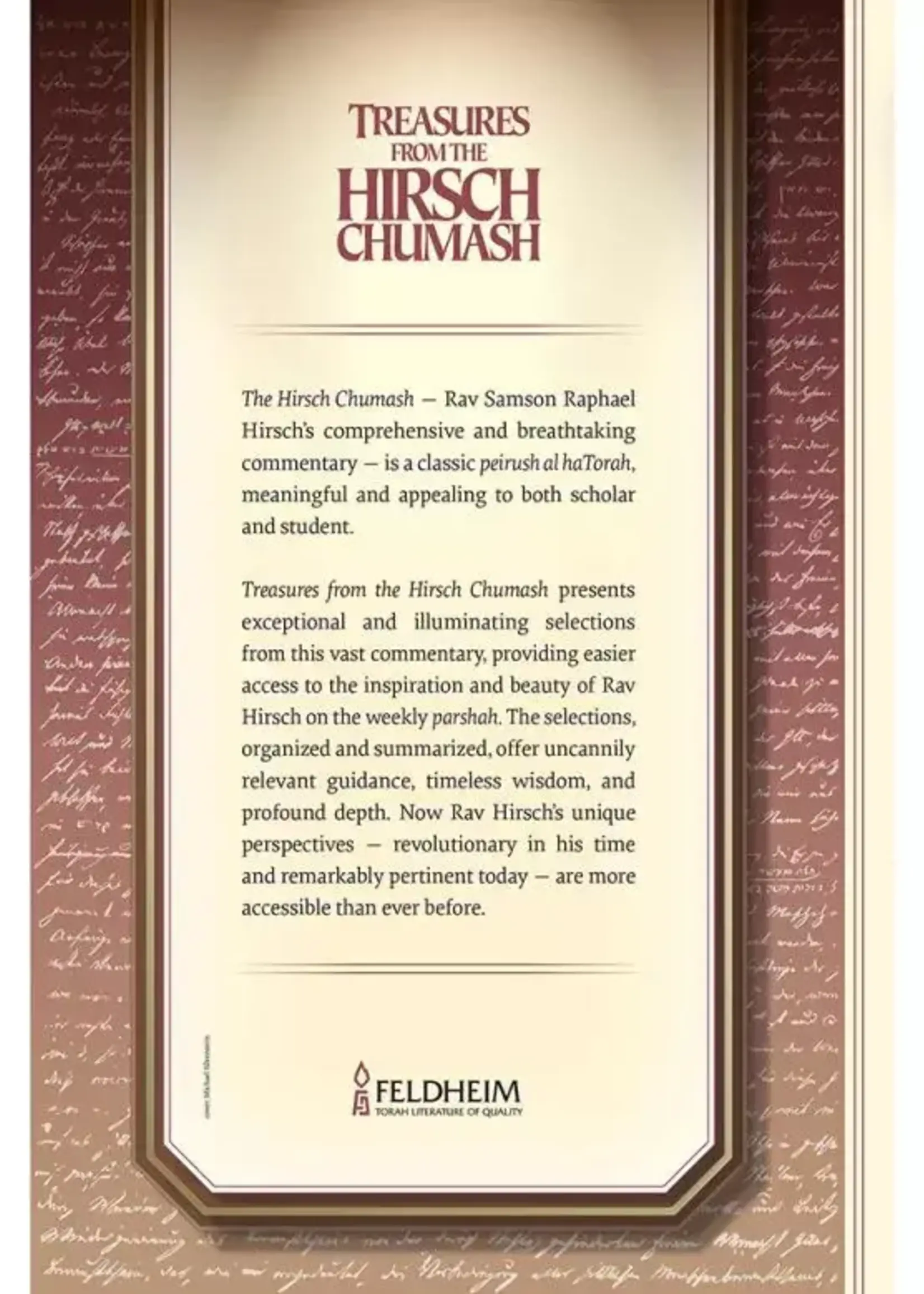 Treasures from the Hirsch Chumash, 2 Volume Boxed Set Timeless selections from Rav Samson Raphael Hirsch's classic commentary