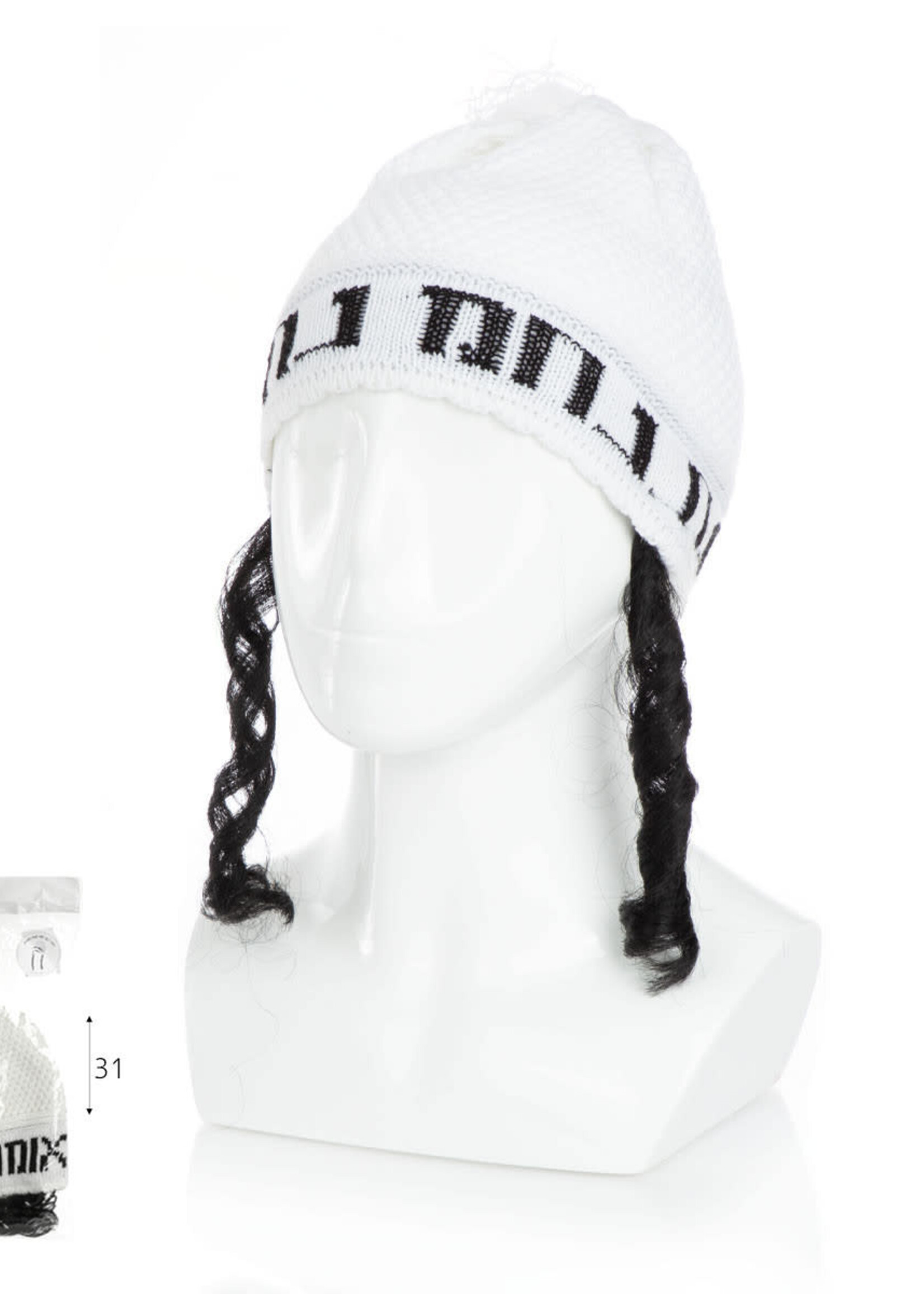 NA NACH KIPPAH WITH PAYOS LG 3 COLORS ASST. White Not Available