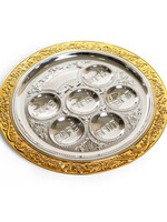ROUND SILVER PLATE SEDER TRAY 16" / GOLD