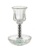 Crystal Kiddush Cup Set- Silver Accent 7" (KC-X4599)