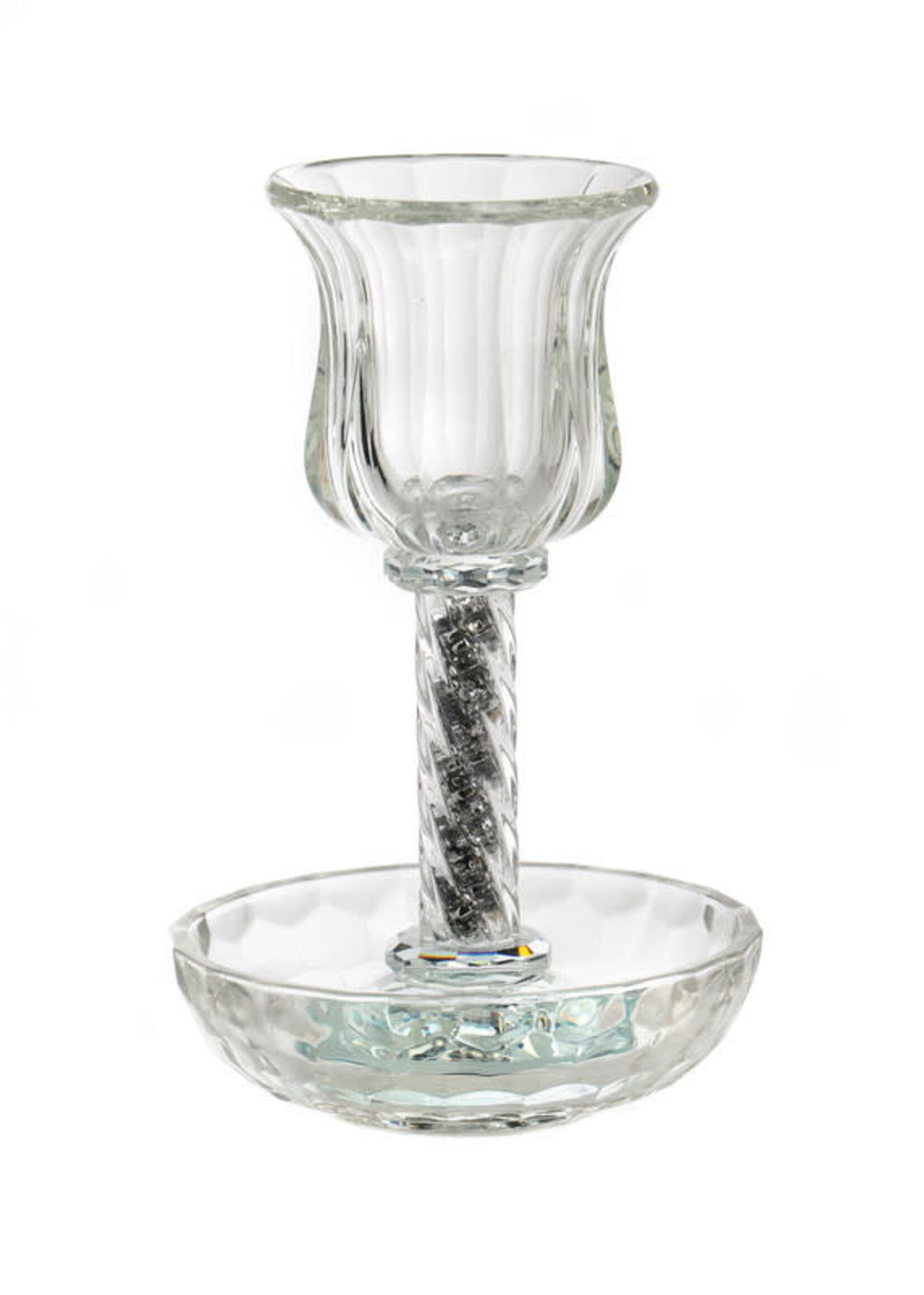 Crystal Kiddush Cup Set- Silver Accent 7" (KC-X4599)