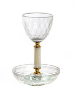 Crystal Kiddush Cup w/ Gold Accent & Tray(KC-X870ZB)
