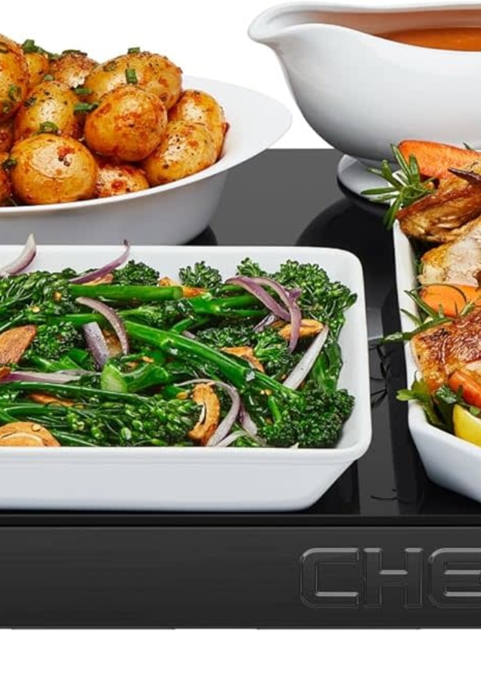 Shabbas Hot Plate - Chefman Electric Warming Tray with Adjustable Temperature Control, Perfect For Buffets, Restaurants, Parties, Events, and Home Dinners, Large 21” x 16” Glass-Top Surface Keeps Food Hot – Black