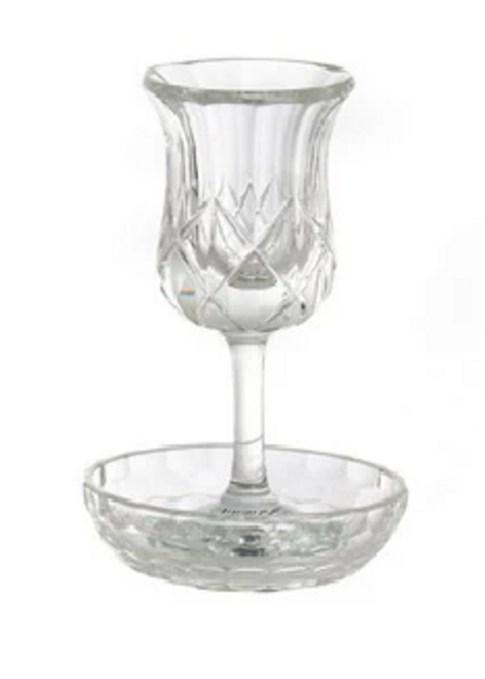 Crystal Kiddush Cup on Stem w/ Plate