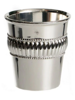Small Reviit Silverplate Kiddush Cup-Lined Band Design