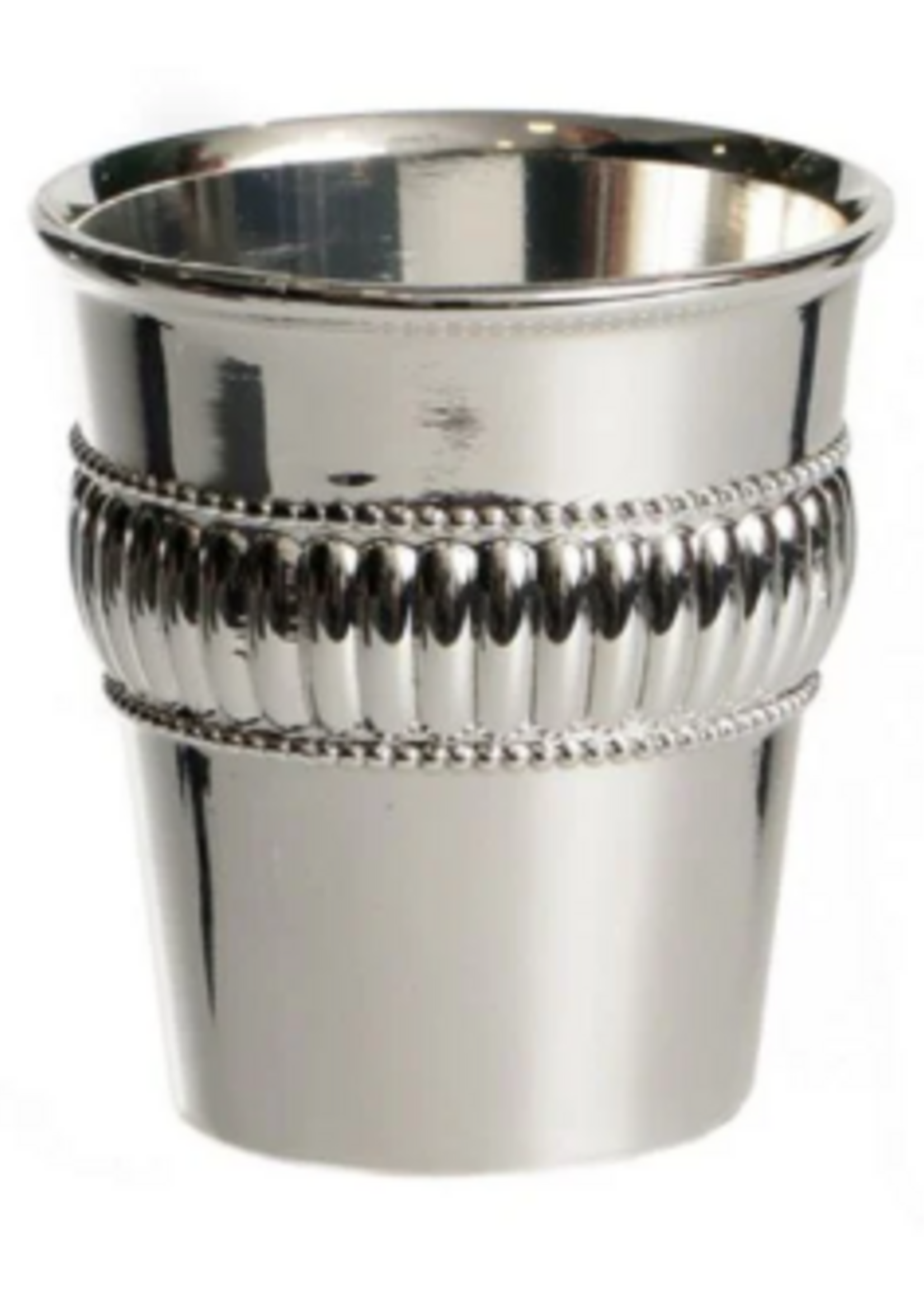 Small Reviit Silverplate Kiddush Cup-Lined Band Design