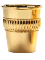 SMALL REVIT S/P KIDUSH CUP-LINED BAND  DESIGN-GOLD