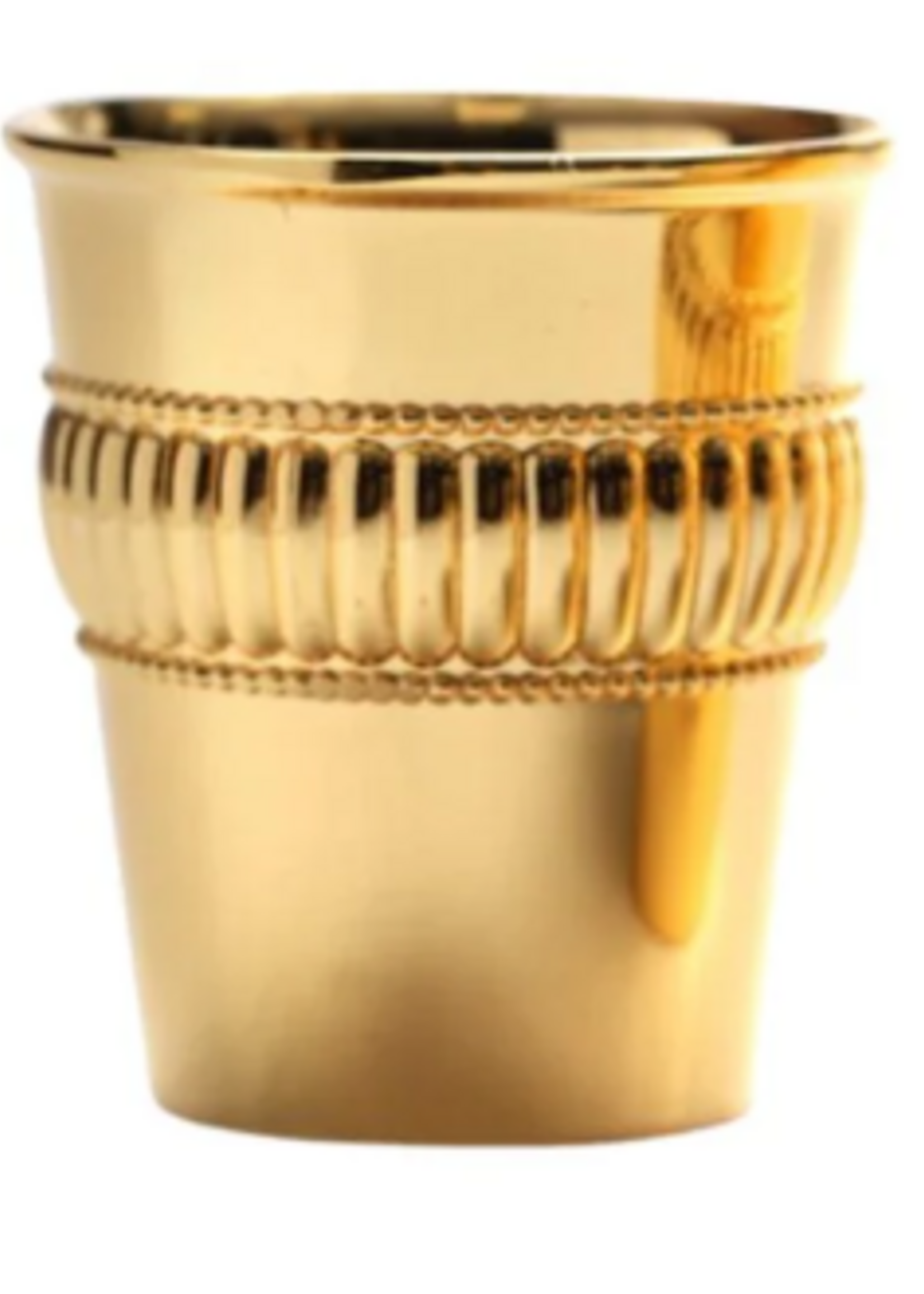 SMALL REVIT S/P KIDUSH CUP-LINED BAND  DESIGN-GOLD