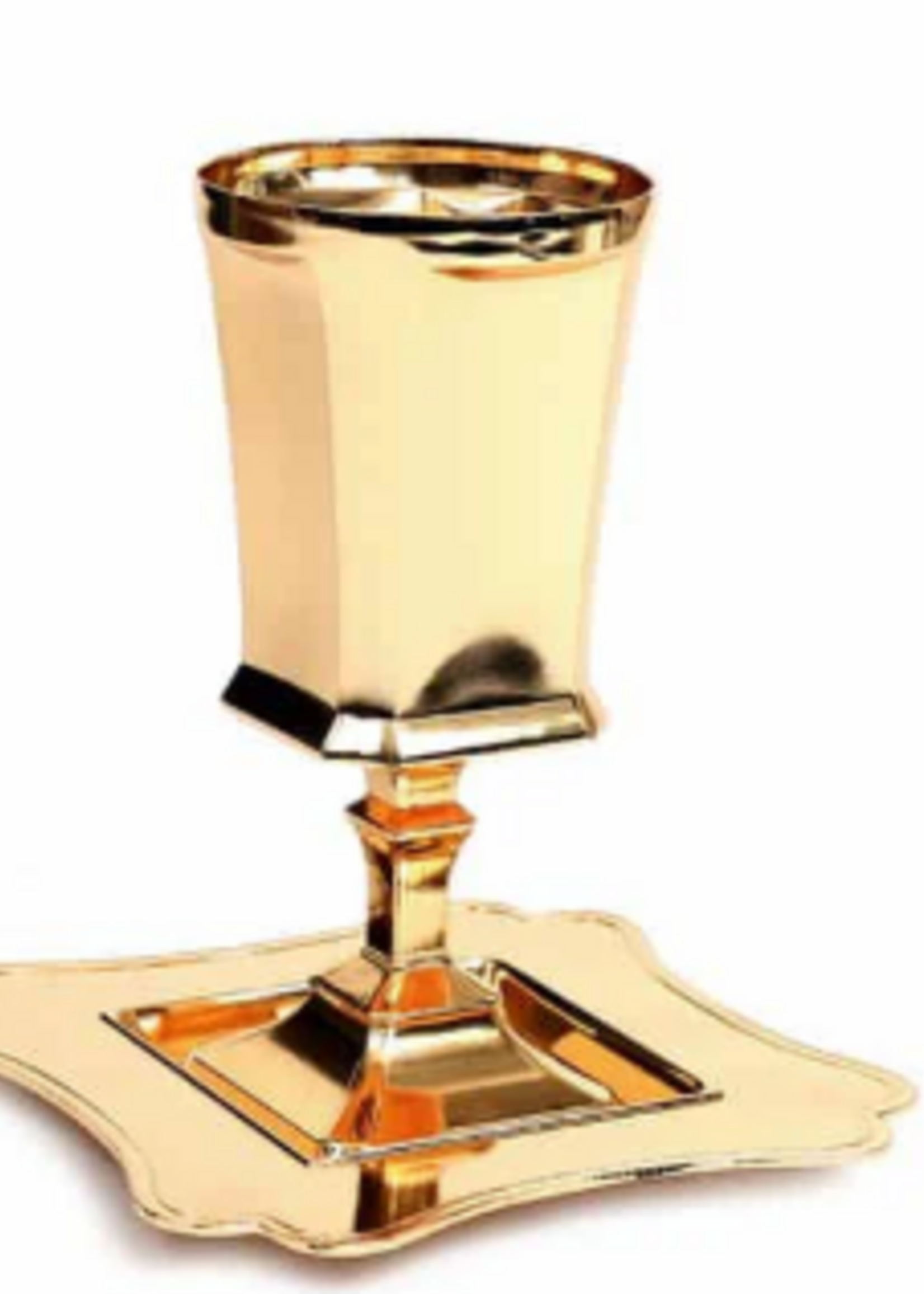 Silverplate Kiddush Cup Set With Stem-Gold