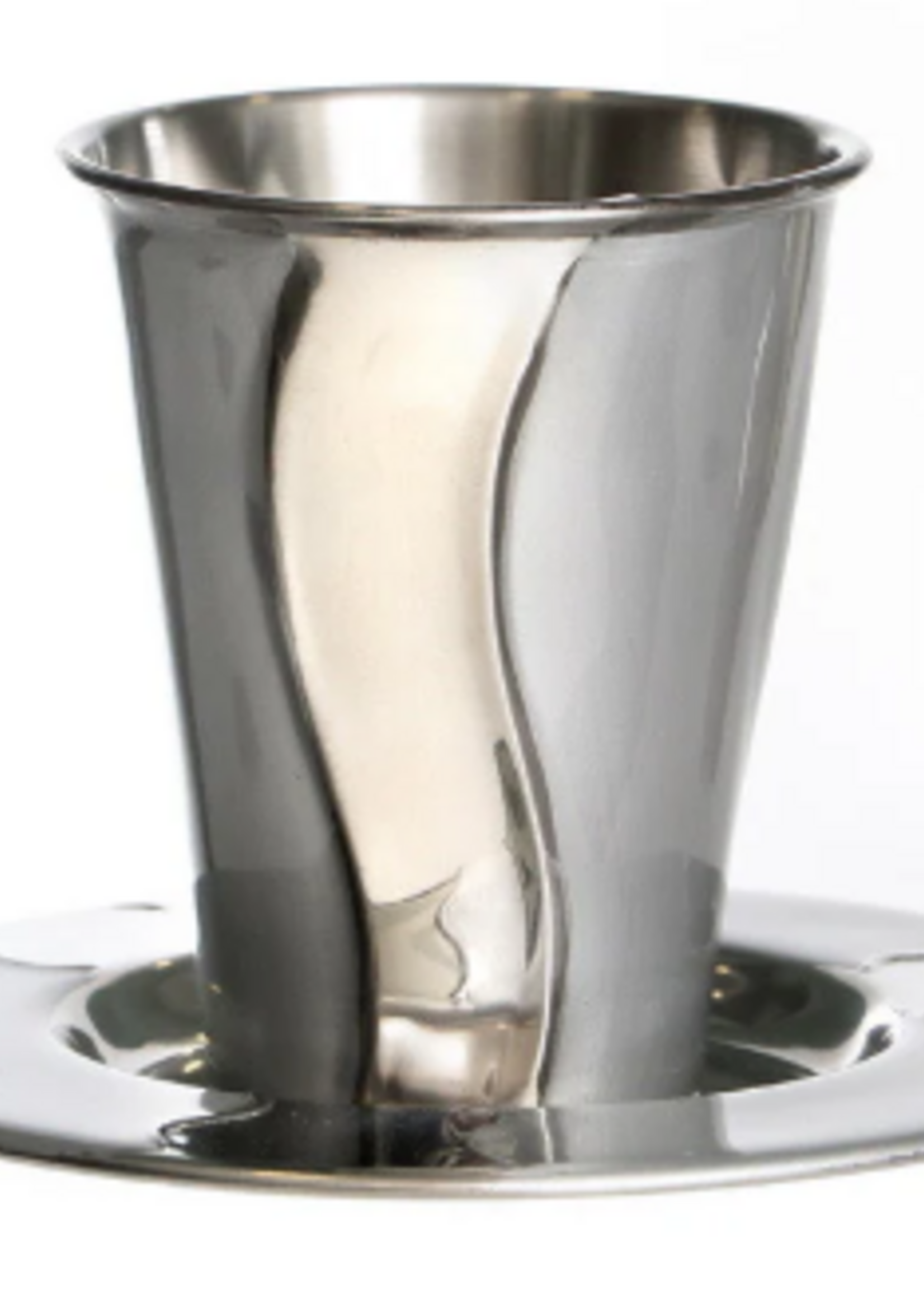 Stainless Steel Wave Design Kiddush Cup-Silver