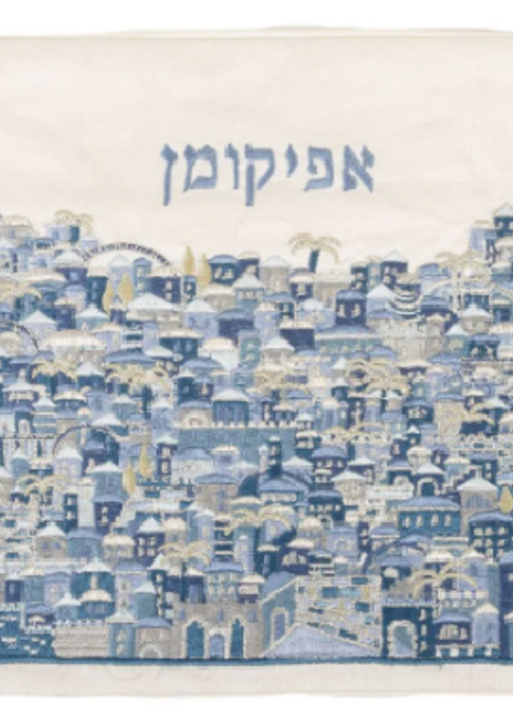 Emanuel Full Embroidered Afikoman Bag Jerusalem--Blue