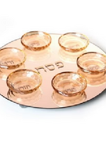 Acrylic Round Standing Matzah Box-Gold Frame 16"