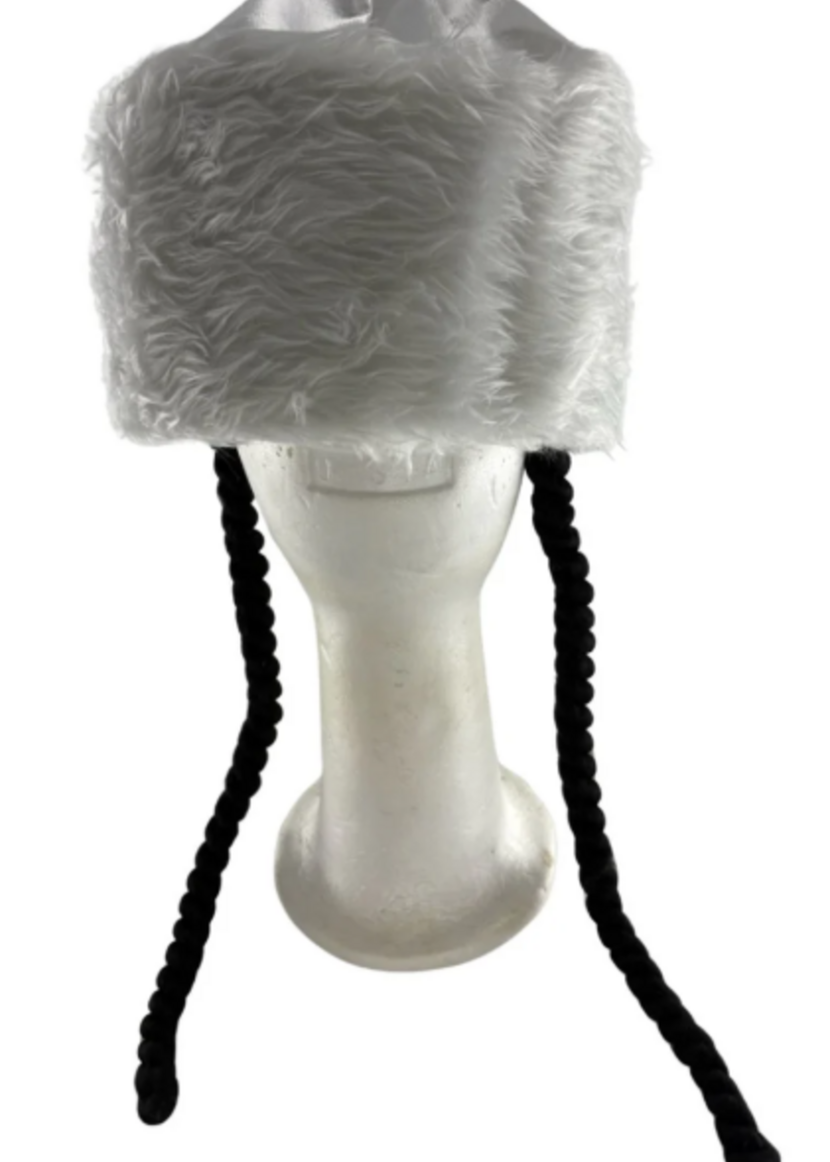 WHITE SHTREIMEL WITH BLACK PAYOS