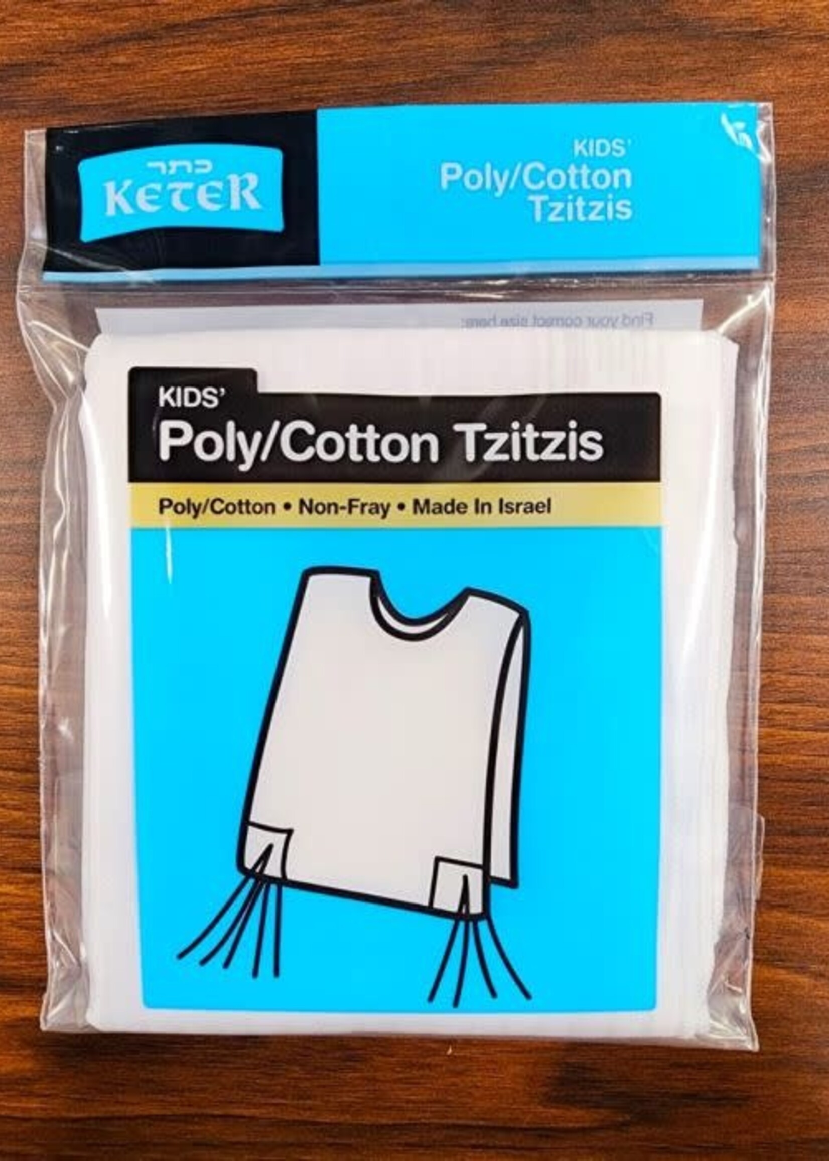 Tzitzis Poly Cotton #2 - Thin Meyuchad (Machine Made) / Round Neck / 1 - Hole