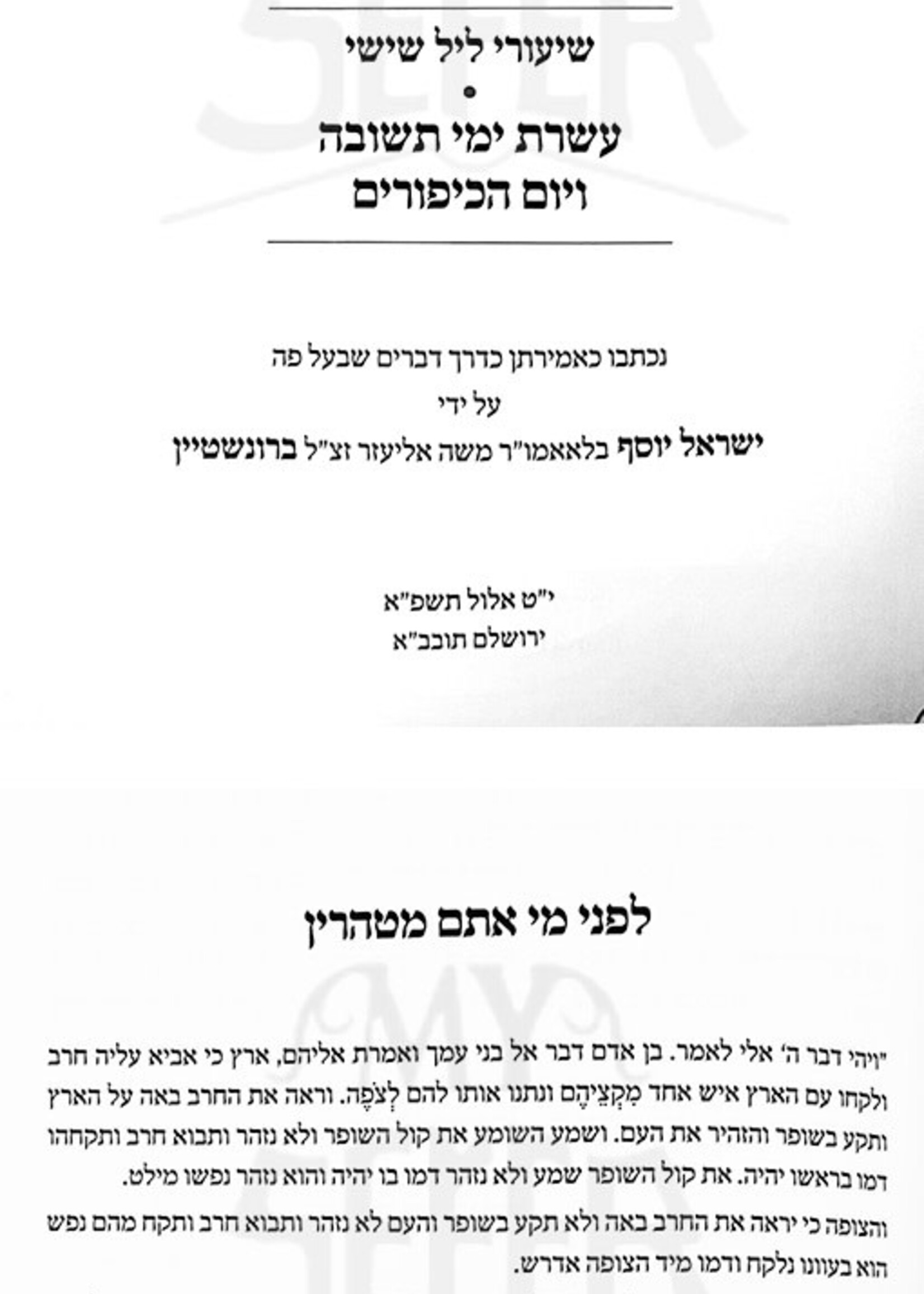 Rabbi Moshe Shapiro Shiurei Rabbeinu (Rav Moshe Shapira)