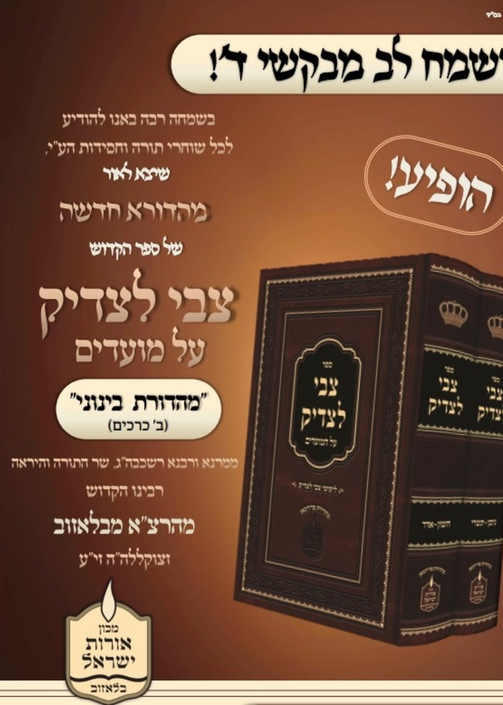 Tzvi Latzadik Al Moadim ( Bluzhive) 2 Volume Set 5*7 / צבי לצדיק על מועדים