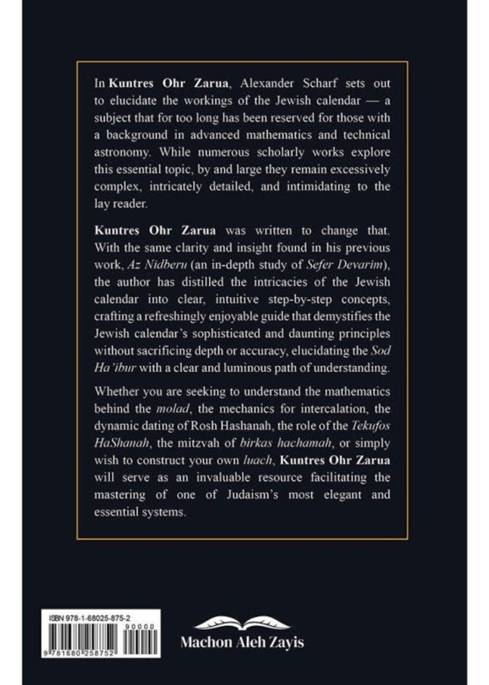 Alexander Ziskind Scharf Kuntres Ohr Zarua: A Simplified Study of the Jewish Calendar