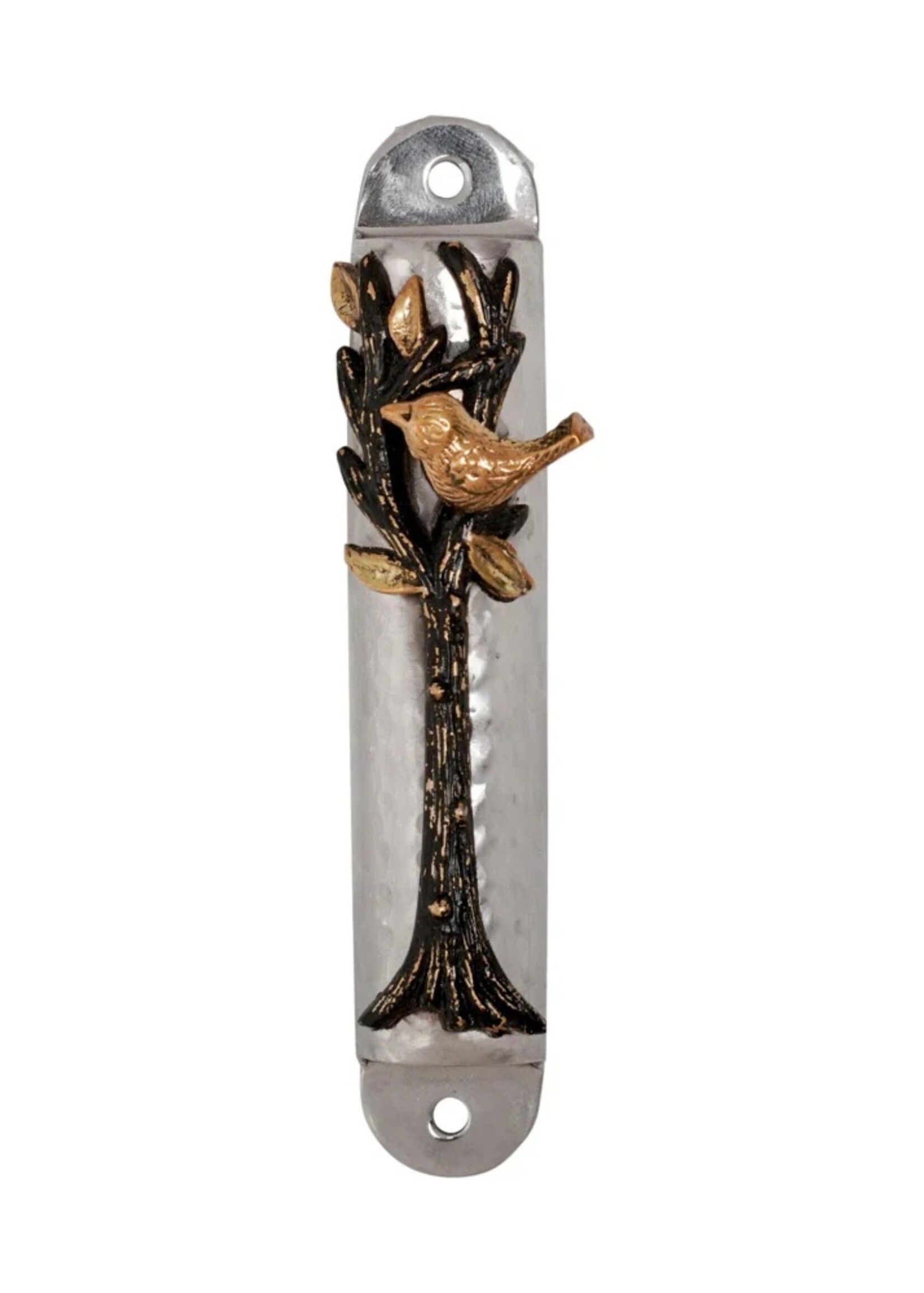 Emanuel Hammered Mezuzah Case 10cm- Tree of Life Branch