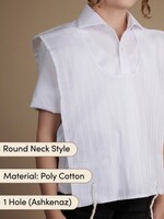 Kids Poly cotton Tzitzis, Round Neck, 1 Hole, Meyuchad Strings #3 (Arba Kanfos 10" x 28")