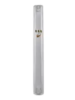 Clear Plastic Mezuzah Case Gold Shin 12cm