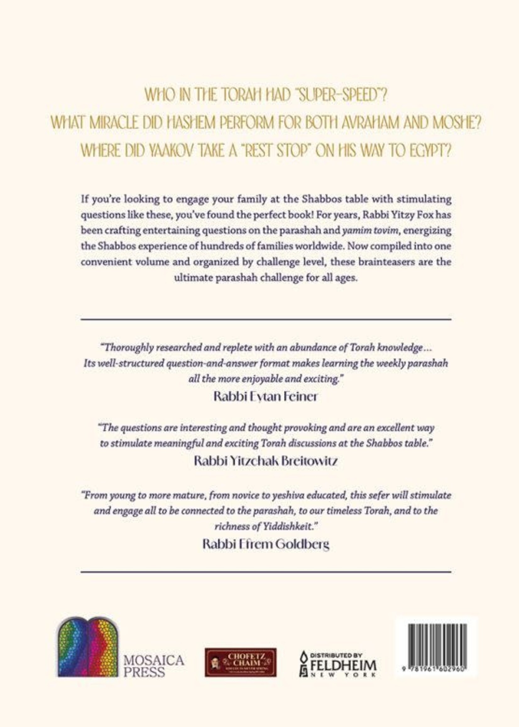 Rabbi Yitzy Fox The Ultimate Parashah Challenge: Shabbos table Q&A for all ages