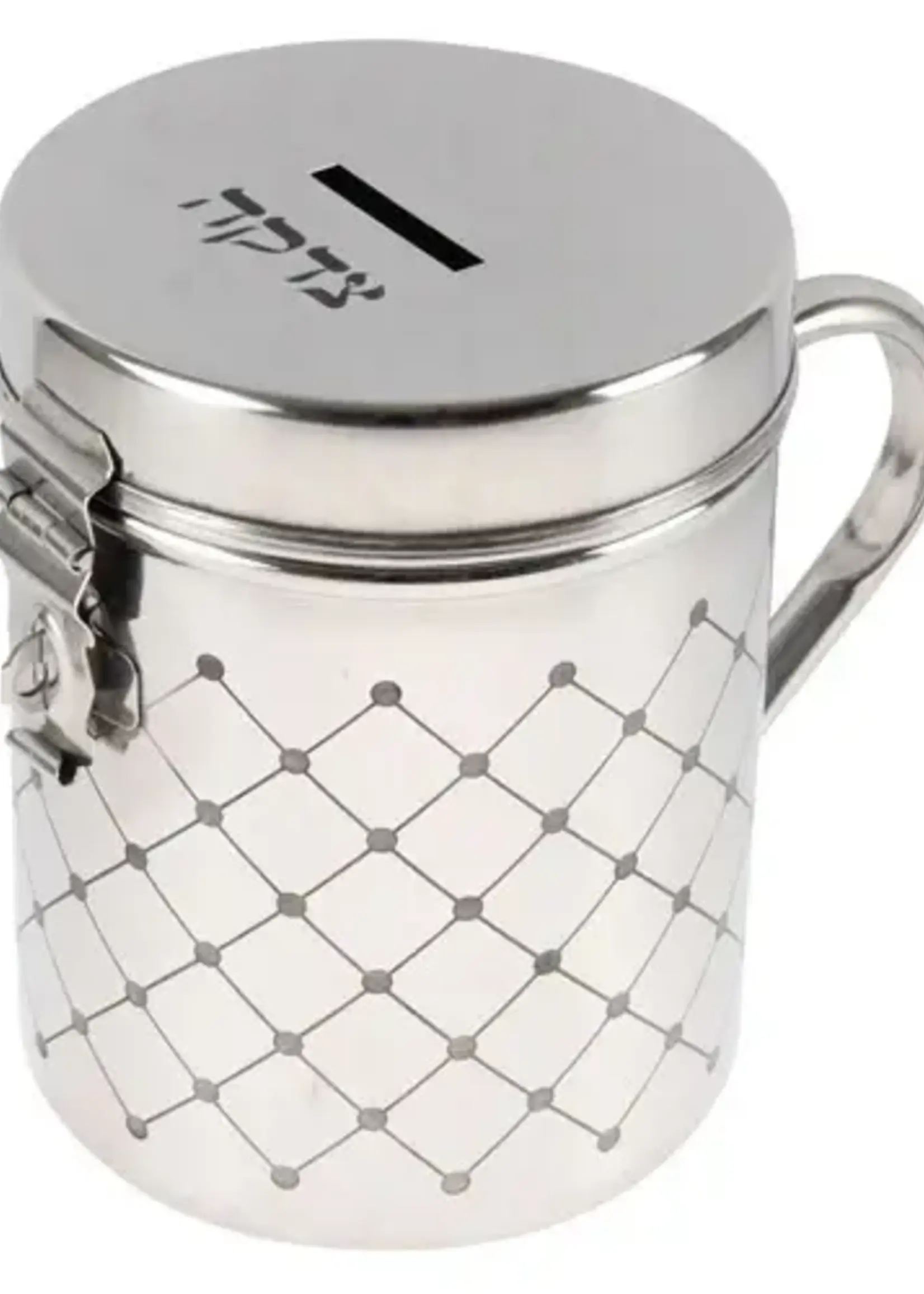 Stainless Steel Diamond Design Shul Tzedakah Box/Pushka 6"