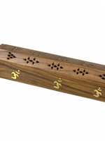 OM- Wooden Incense Stick & Cone Burner Box 12"