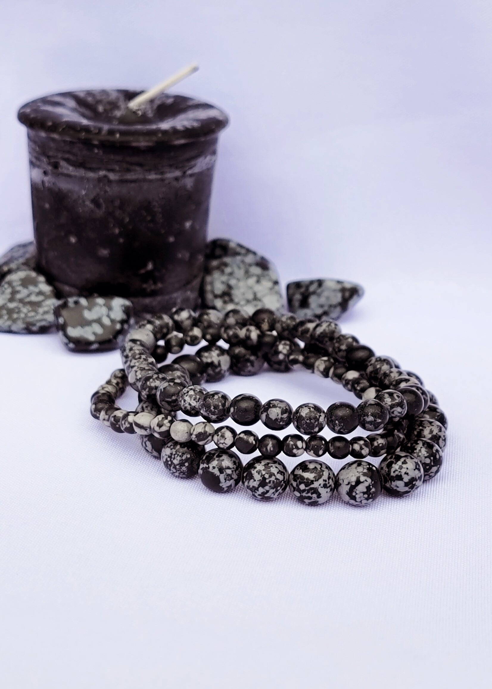 Obsidian Snowflake Bracelet