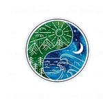 Yin Yang Mountains and Waves Sticker