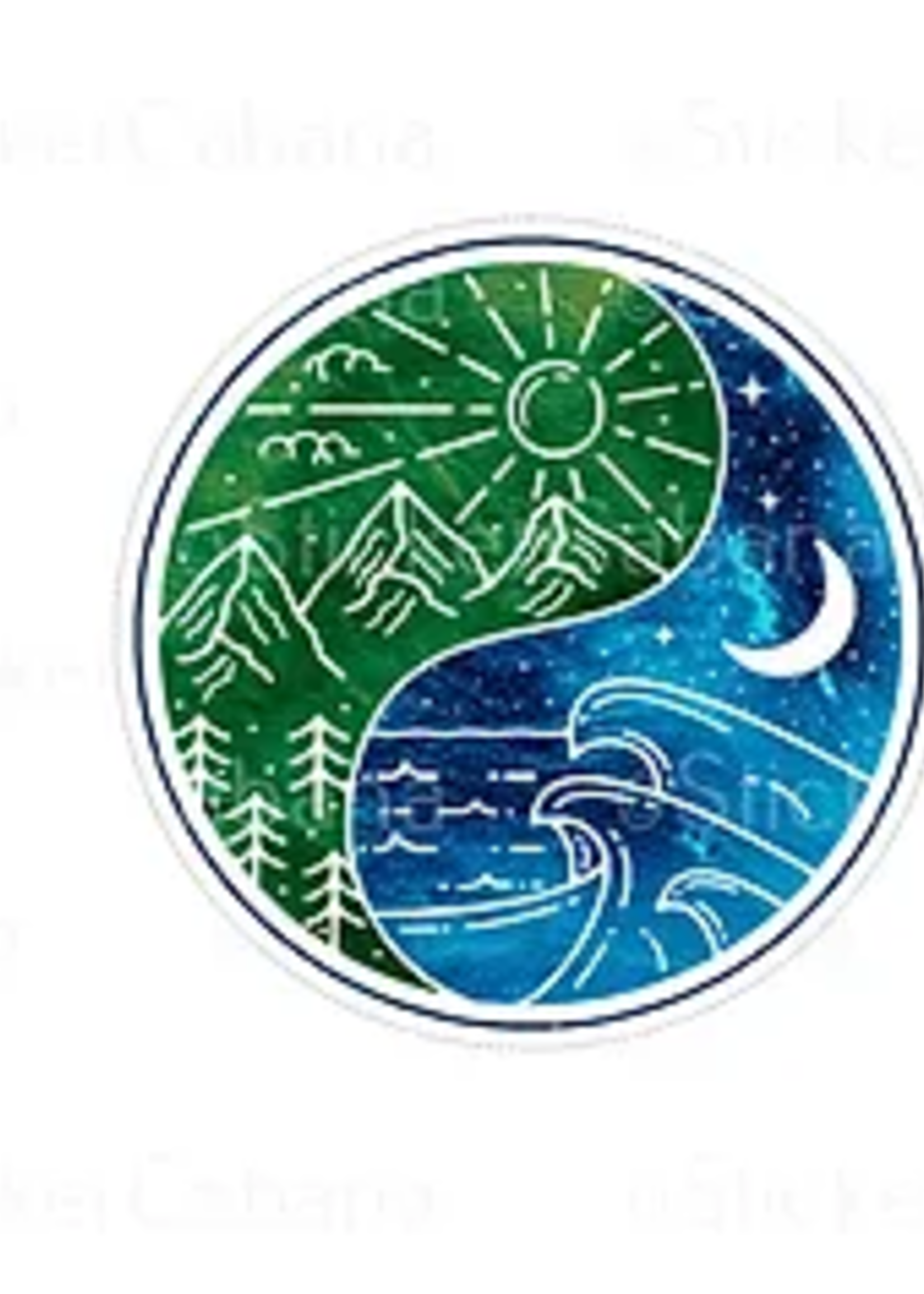 Yin Yang Mountains and Waves Sticker