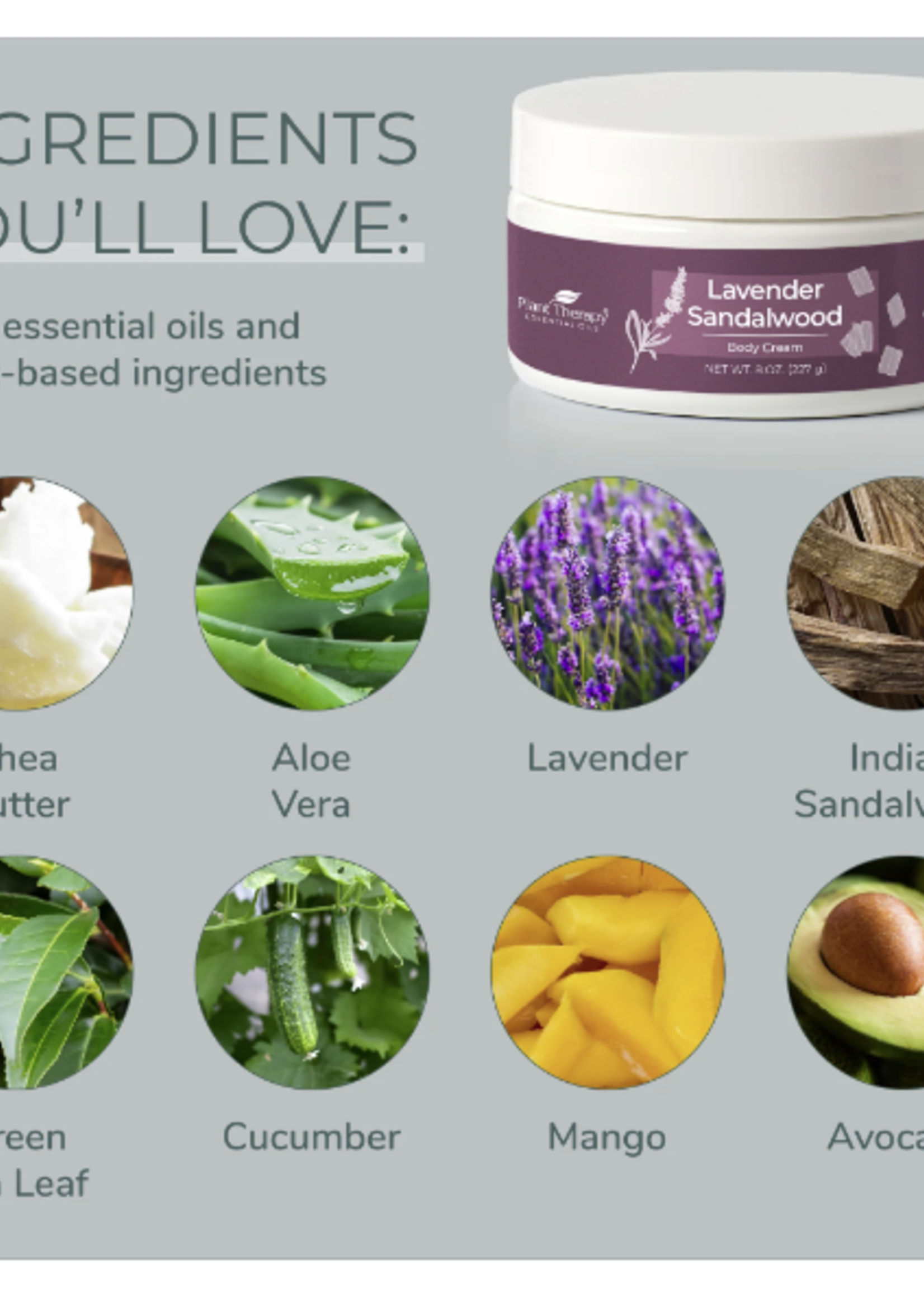 Plant Therapy Lavender Sandalwood Body Cream 8oz