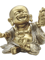 Baby Prosperity Buddha, Gold & Silver w/Coins, 4"