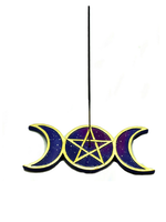 Pentagram and Moon Incense Stick Burner- Resin (L 8.5" x W 3.5")