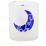 Moon Etched Glass Votive Candle Holder