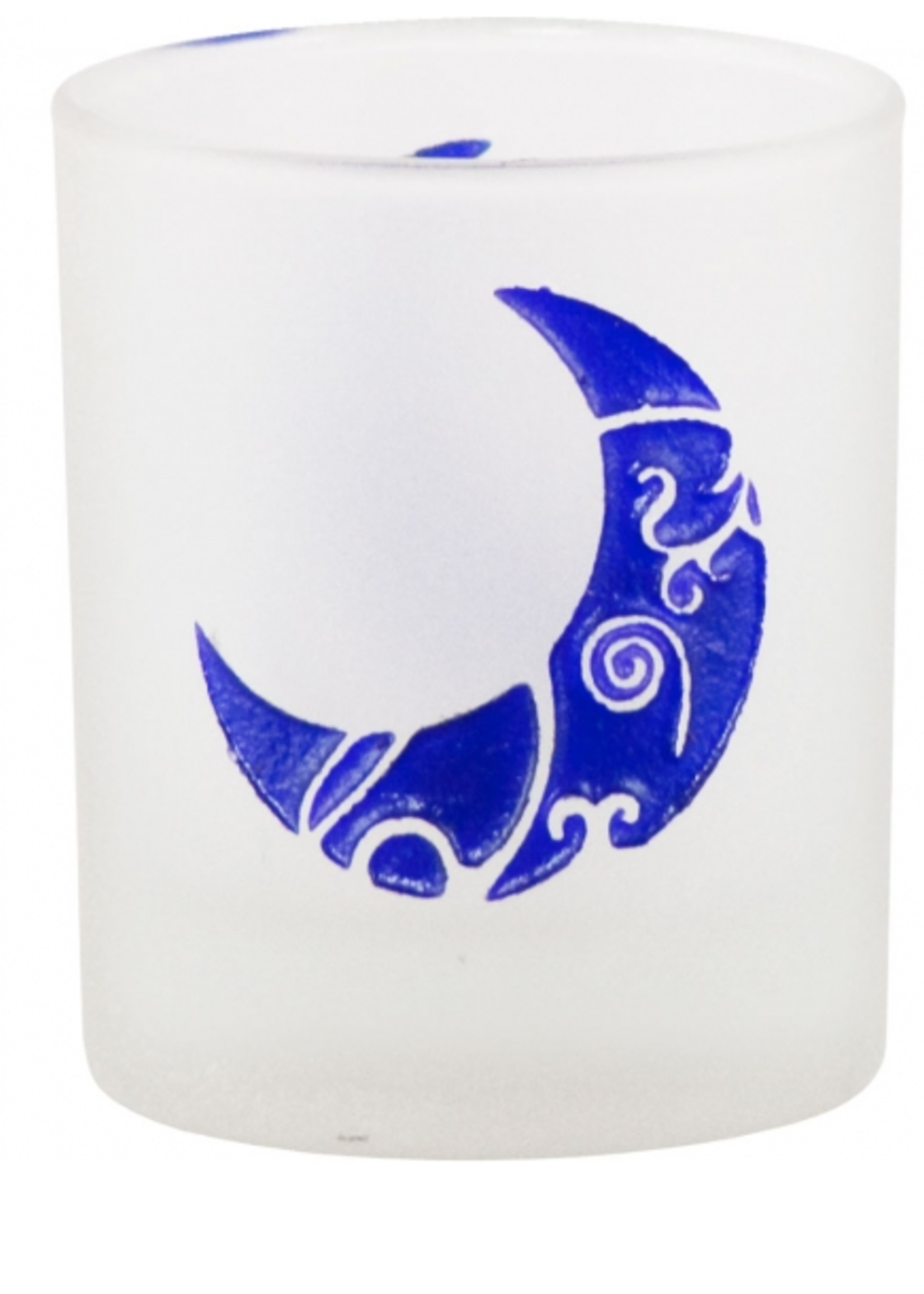 Moon Etched Glass Votive Candle Holder