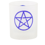 Pentacle Etched Glass Votive Candle Holder