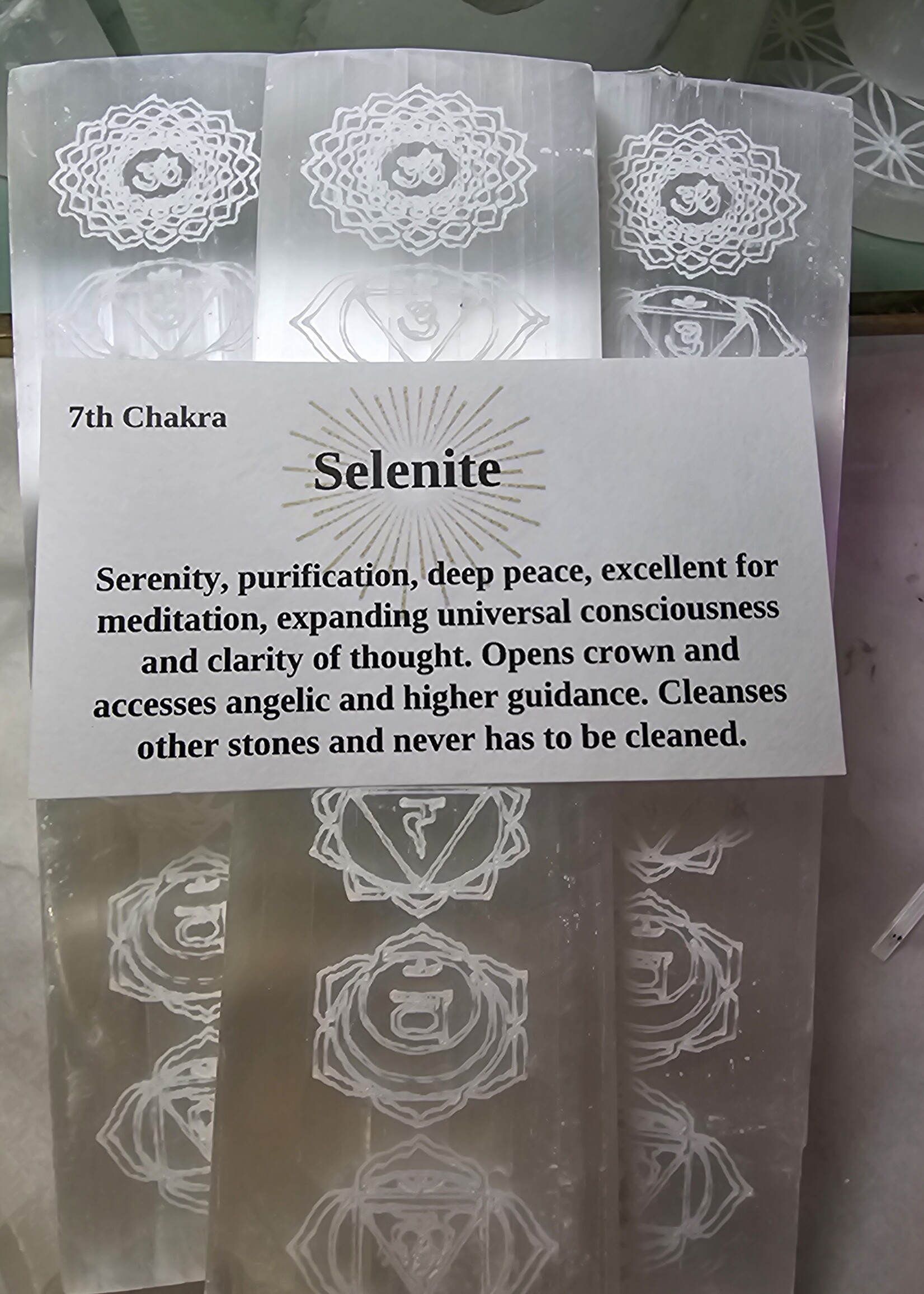 Selenite Chakra Charging Plate  L6"x W1.75"