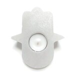 Protection Hamsa Eye Selenite  Votive /Tealight Candle Holder  L4.5" x W 3.5" x D 1.5"