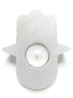 Protection Hamsa Eye Selenite  Votive /Tealight Candle Holder  L4.5" x W 3.5" x D 1.5"