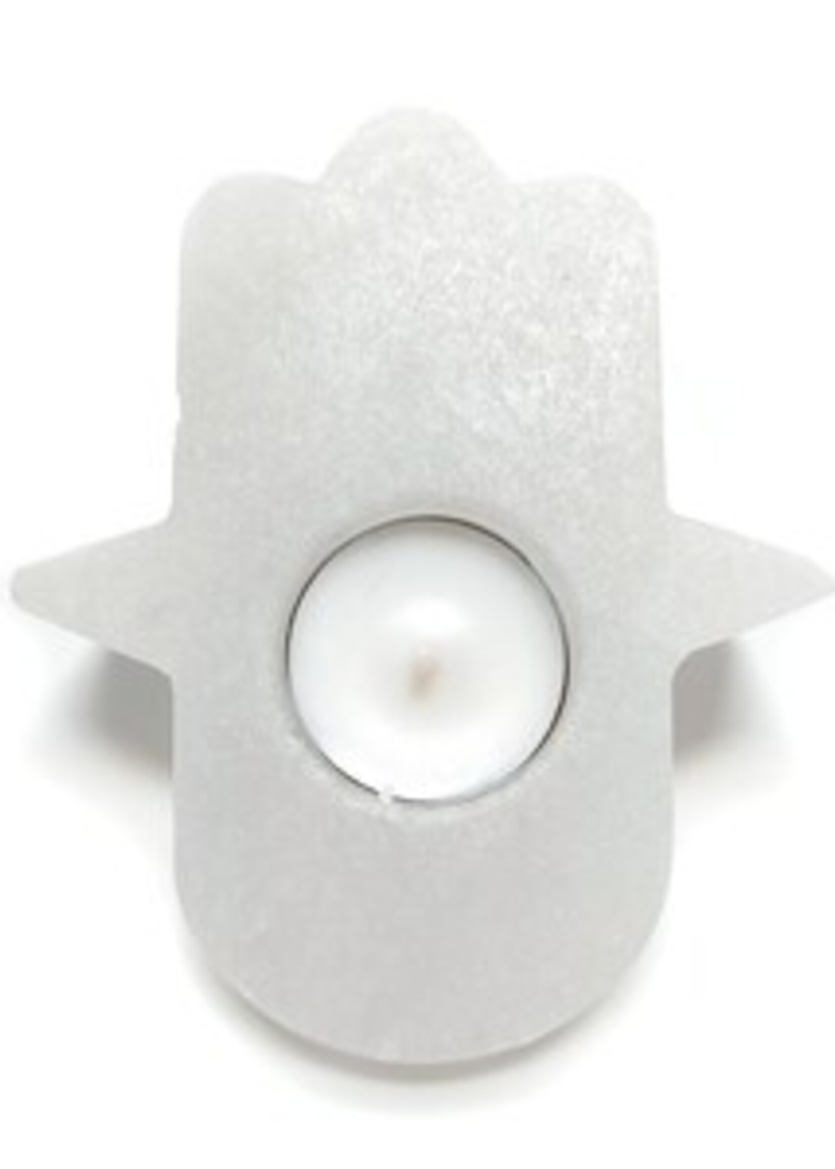 Protection Hamsa Eye Selenite  Votive /Tealight Candle Holder  L4.5" x W 3.5" x D 1.5"