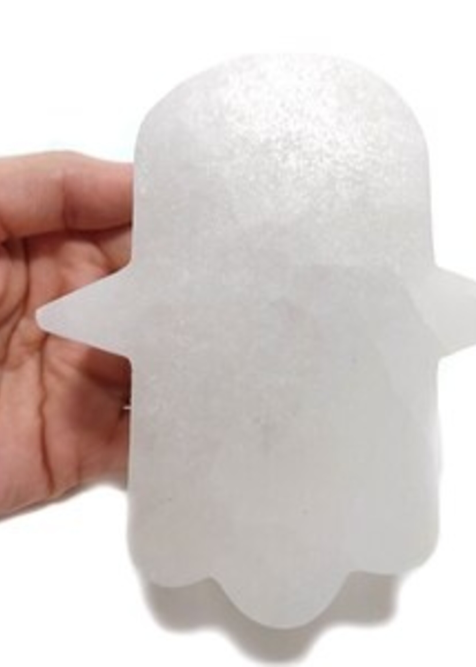 Protection Hamsa Eye Selenite  Votive /Tealight Candle Holder  L4.5" x W 3.5" x D 1.5"