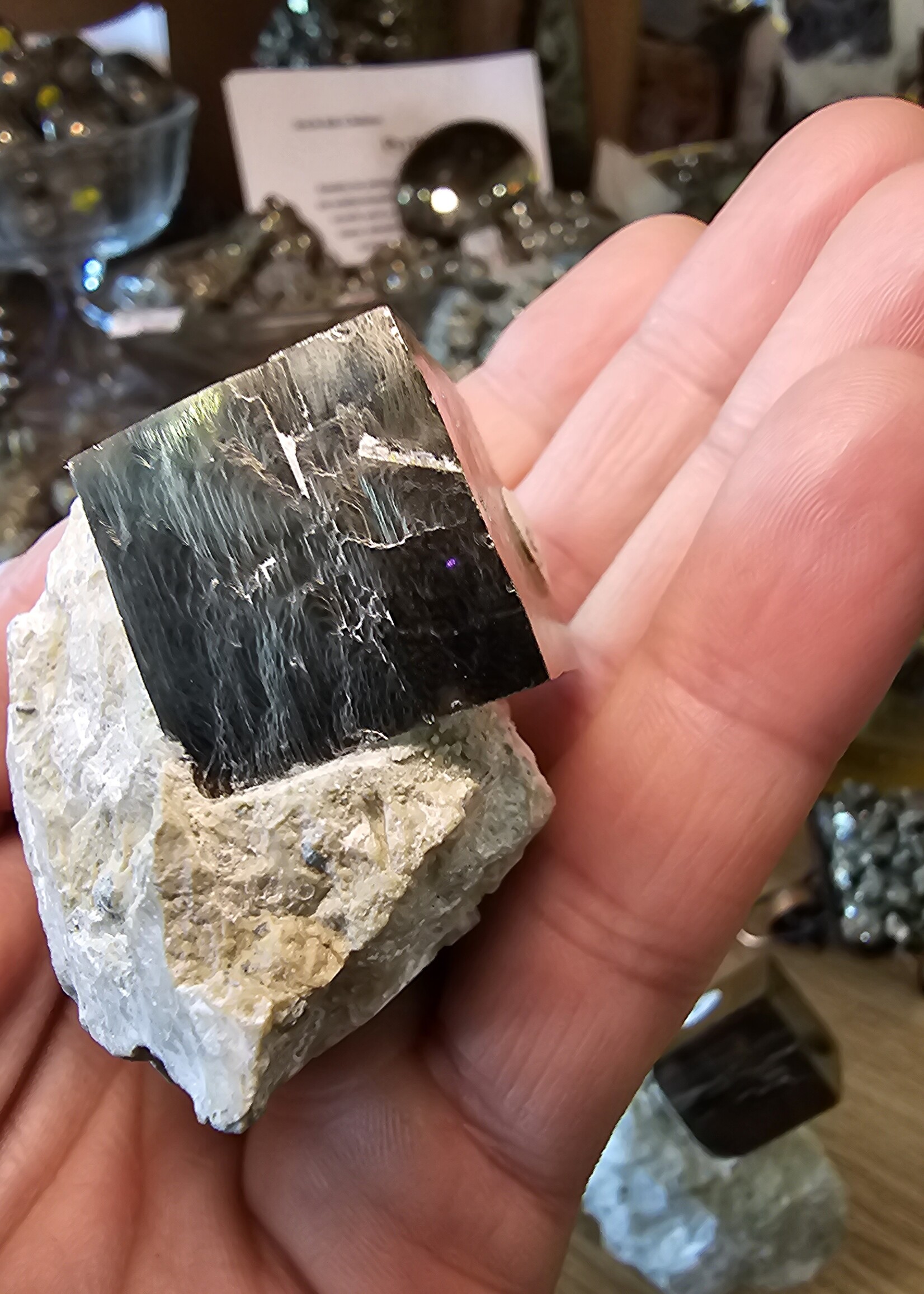 Pyrite Natural Cube in Matrix (Navajun Spain) H2"xL2"x D2"