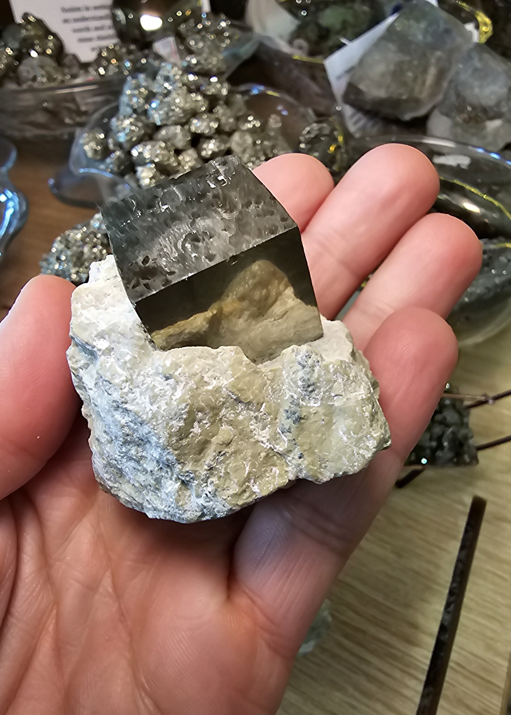 Pyrite Natural Cube in Matrix (Navajun Spain) H2"xL2"x D2"